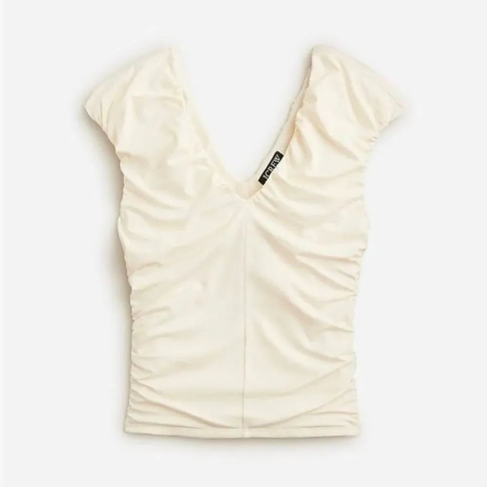 J. crew Ruched V-neck top in stretch cotton blend Sz S NWT